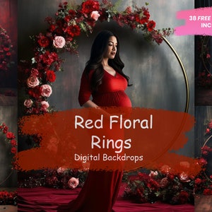 15 Red Floral Ring Backdrops Backdrops white Floral Backdrops Maternity Backdrops Photoshop Digital textures