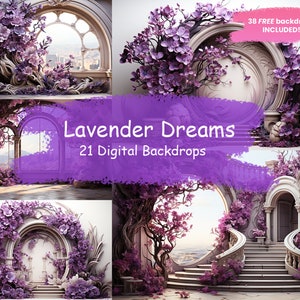 Lavender Dreams Floral Digital Backdrops Floral Backgrounds Maternity Backdrops Photoshop Overlays