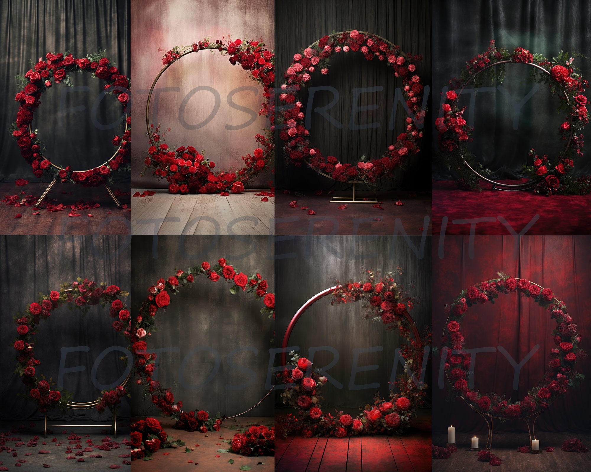 15 Red Floral Ring Backdrops Backdrops White Floral Backdrops Maternity ...