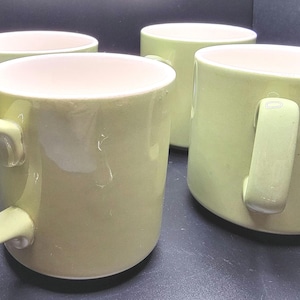 Set of 4 Vintage Avocado Ironstone mugs by Royal China.