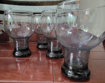 Set of 4 Vintage MCM Grey Smoke Glasses