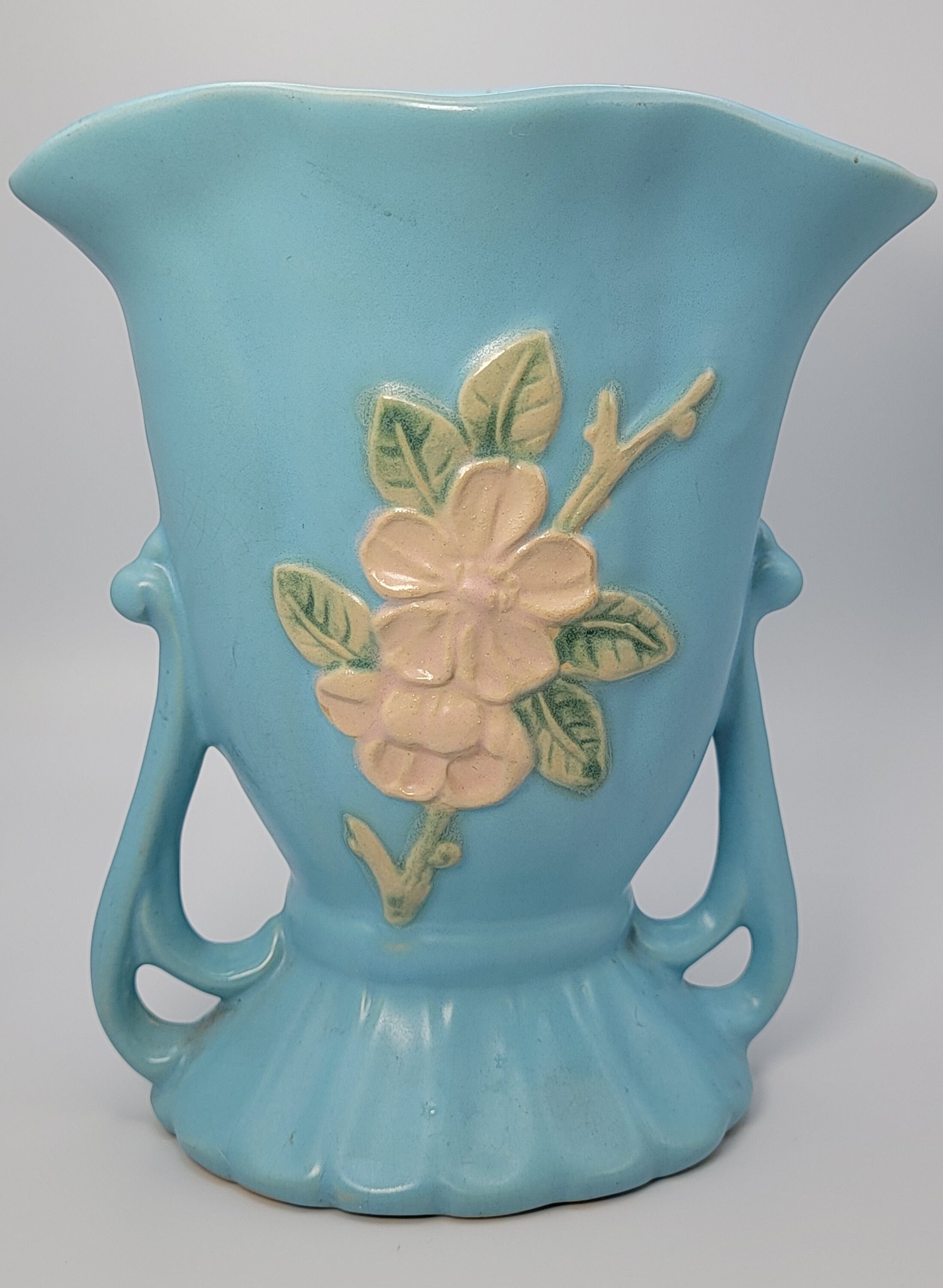 Vintage Weller "Blossom" Blue 7.5" Vase