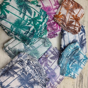 Palm Tree Print Cotton Fabric: Lightweight Cambric, 44&quot; Wide