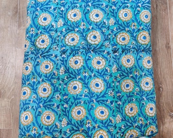 Indian Hand Block Print Cotton Fabric -Indian Floral, 44" Wide