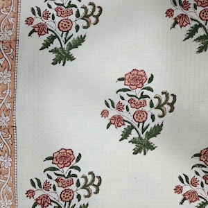 Waffle Fabric Hand Block print buta Design Cotton Fabric