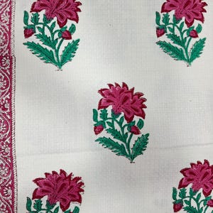 Hand Block Style Flower Print on Waffle Fabric –Waffle Textured Fabric for Crafts & Apparel”