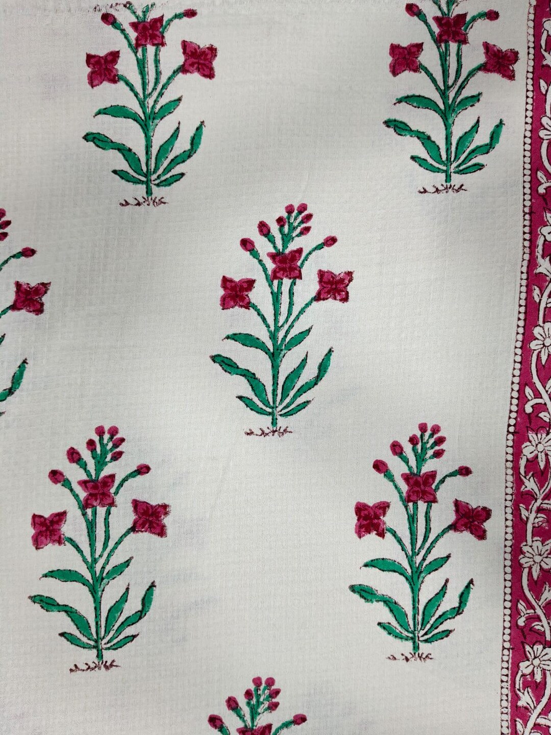Waffle Fabric, Waffle Pique Weave in Hand Block Printed Floral Fabric ...