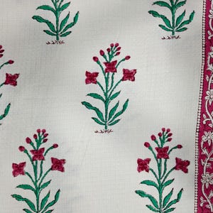 Waffle Fabric, Waffle Pique Weave In Hand Block Printed Floral Fabric, Soft Ridges, Dries Fast, Medium Density,