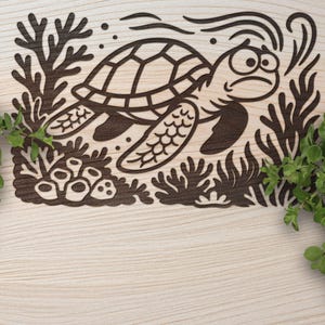 Sea Turtle SVG, Cute Sea Life Vector Design for Cutting Machines, Marine SVG, Funny Turtle, Laser Engraving Cut Files, Sea Animal SVG