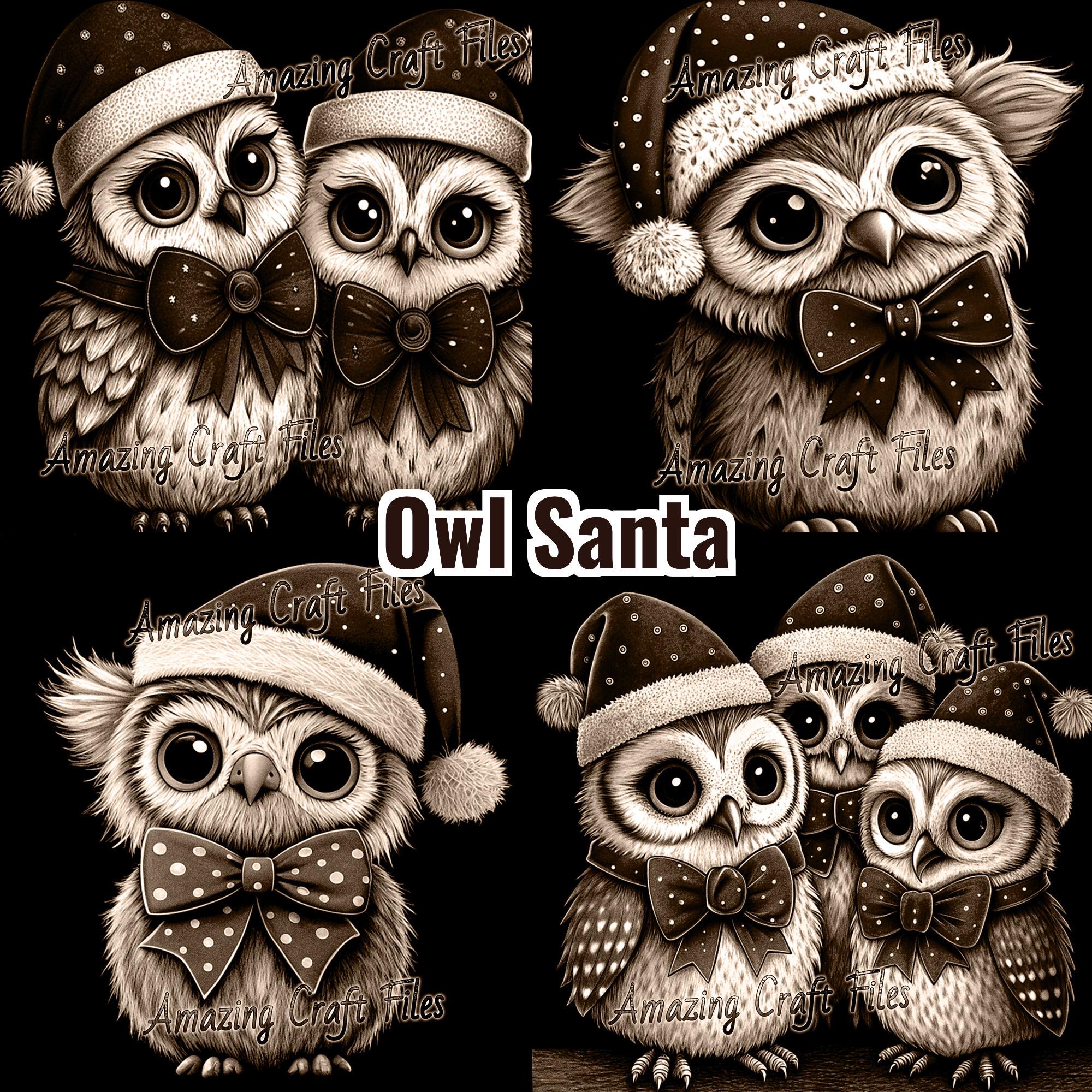 Owl Santa 3D Illusion Laser File Bundle: Christmas Engraving (Digital File Set)