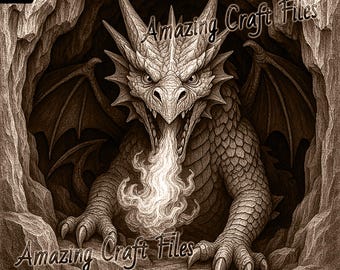 Dragon 3D-illusie, lasergravure: png-bestanden in grijstinten (digitale download)
