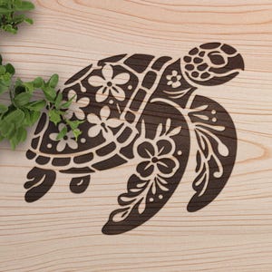 Tortuga marina SVG, diseño vectorial de vida marina para máquinas de corte, SVG marino, ilustración de tortuga, archivos de corte de grabado láser, SVG de animales marinos