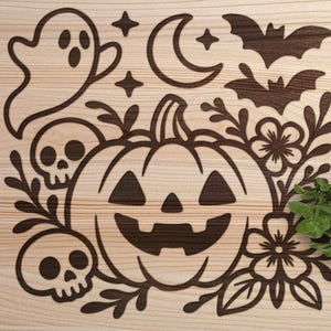Halloween Pumpkin Frame SVG: Laser Cut Vector Design (Digital Download, PDF File)