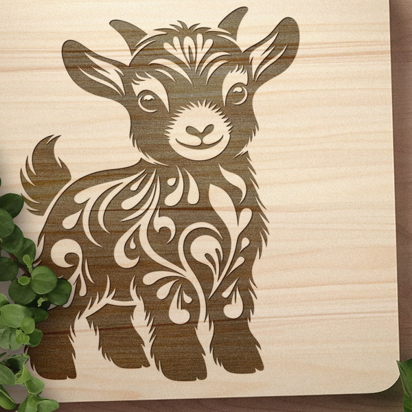 Baby Goat SVG, White Boer Goat Vector Design for Cutting Machines, Goat PDF, Goat Laser Engraving Cut Files, Glowforge