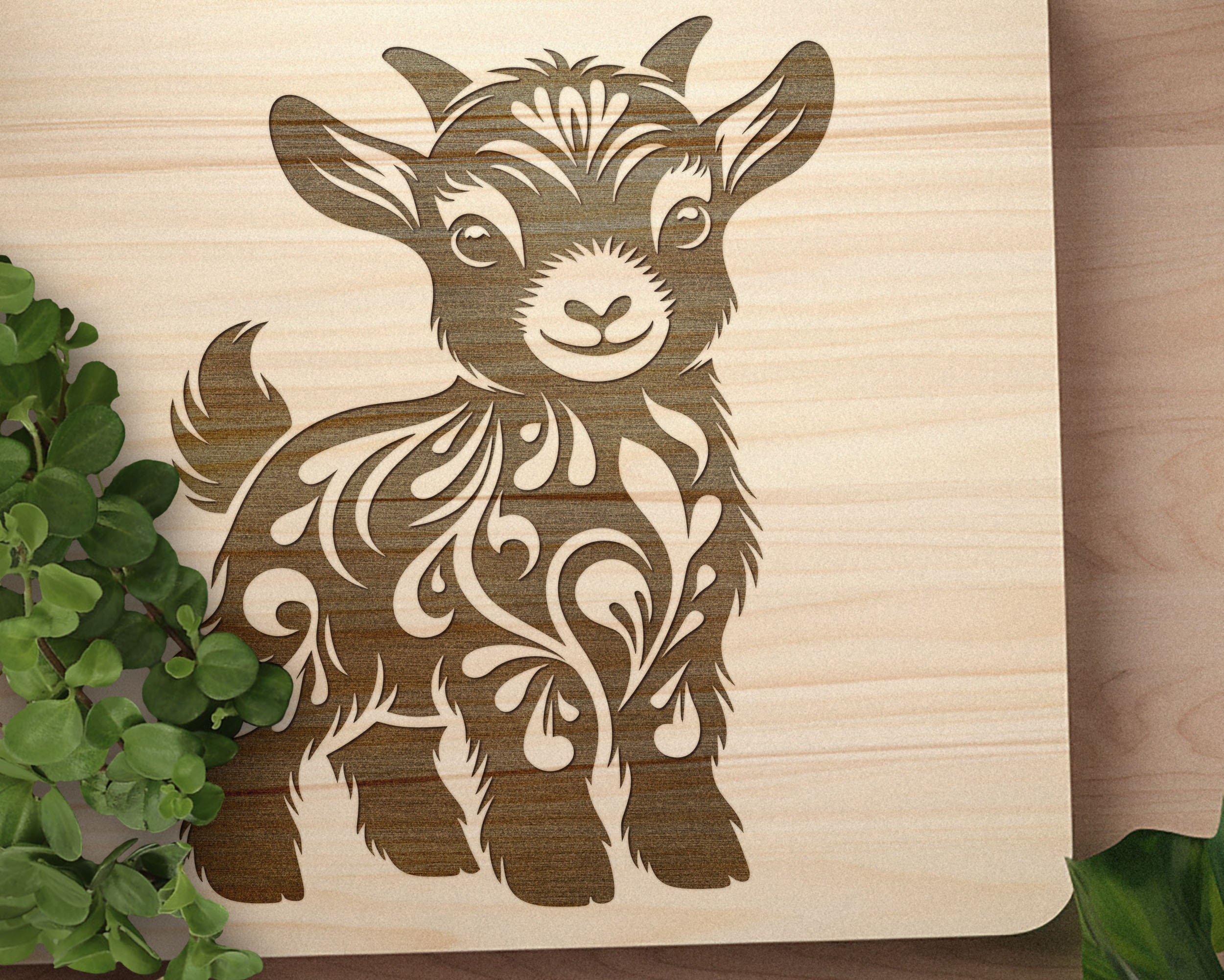 Baby Goat SVG, White Boer Goat Vector Design for Cutting Machines, Goat PDF, Goat Laser Engraving Cut Files, Glowforge