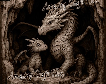 File di incisione laser di Dragon 3D Illusion: PNG in scala di grigi (download digitale)