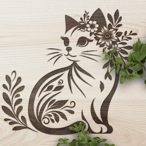 Gatito SVG, Diseño vectorial de gato para máquinas de corte, PDF de gato, SVG de gato, Archivos de corte de grabado láser de gato, Glowforge