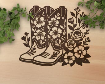 Cowboy Boots SVG Laser Cut File: Western Engraving Pattern (Digital Download)