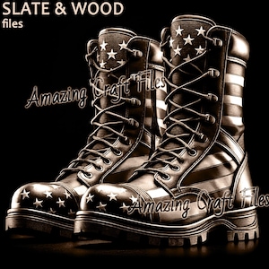 American Boots 3D Illusion File, American Flag Laser Burn PNG Digital File, Military Boots File, 3D Illusion Engraving, Patriotic Engrave