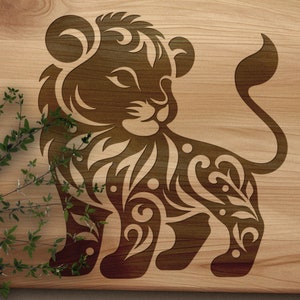 Lion Cub SVG, Lion Baby Vector Diseño para máquinas de corte, León PDF, León SVG, Archivos de grabado láser León, Archivo Lionet, Glowforge