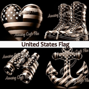 United States Flag Heart 3D Illusion Laser Engraving Files, American 3D Illusion Laser File Bundle, American Military, USA Patriotic Army