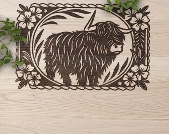 Highland Cow SVG Laser Cut File: Farm Animal Vector (Digital File)