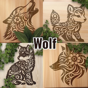 Wolf SVG Bundle: Wood Animals Laser Cut Files for Wood, Acrylic, Metal (PDF)