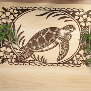 Sea Turtle SVG, Sea Life Vector Design for Cutting Machines, Marine SVG, Turtle Illustration, Laser Engraving Cut Files, Sea Animal SVG