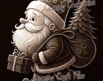Santa 3D Illusion, Christmas 3D Illusion Laser Files, 3D Illusion Engraving, Grayscale File, Laser Engrave File, Laser Burn PNG File,