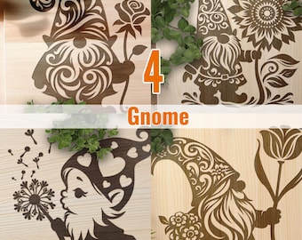 Pacchetto Gnome SVG: file tagliati al laser, disegni vettoriali (download digitale)
