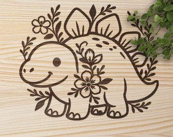 Dinosaur SVG Laser Cut Files: Baby Dragon Vector Design (Digital Download, PDF)