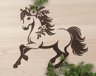 Floral Horse SVG: Stallion Vector Design, Laser Cut Files (PDF)