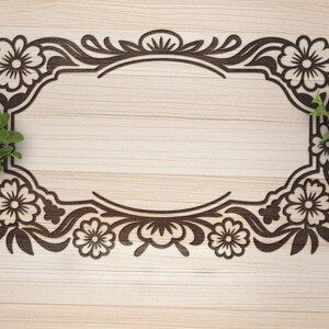 Floral Frame SVG, Flower Laser Engraving SVG,  Vector File for Laser Cut Projects, Wood Engraving Pattern, Vector Design for Cutting Machine