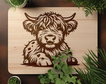 Highland Cow SVG, Highland Cow Vector Design for Cutting Machines, Highland Cow PDF, Cute Cow Laser Engraving Cut Files, Glowforge