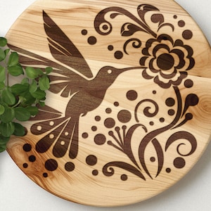 Hummingbird SVG, Hummingbird and Flower Vector Design for Cutting Machines, Hummingbird PDF, Bird Laser Engraving Cut Files, Glowforge