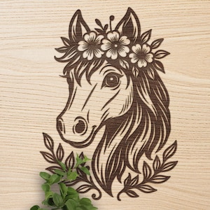 Horse SVG, Horse Vector Design for Cutting Machines, Stallion PDF, Pony Laser Engraving Cut Files, Glowforge