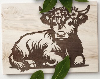 Vache Highland SVG : dessin vectoriel découpé au laser (PDF)