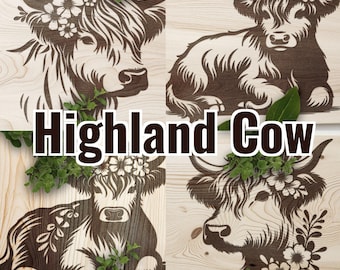 Highland Cow SVG Bundle: Farmhouse Laser Cut File (Digital Download)