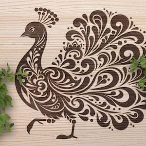 Peacock SVG, Peacock Vector Design for Cutting Machines, Peacock PDF, Peacock Laser Engraving Cut Files, Peacock Laser File, Glowforge