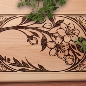 Bloesem lasergravure SVG, bloemen vectorbestand voor lasergesneden projecten, houtgravure patroon bloemen, vectorontwerp voor snijmachines