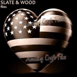 USA Flag Heart 3D Laser Engraving File: Patriotic Military Gift (Digital Download)