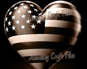 USA Flag 3D Laser Engraving File: Patriotic Military Gift, Love US (Digital Download)