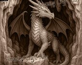 Dragon 3D Illusion, Laser Engraving: Grayscale PNG Digital File