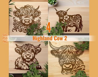 Highland Cow SVG Bundle: Laser Cut File (Digital Download)