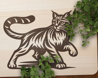 Lynx SVG: disegno vettoriale di gatto, file tagliato al laser (PDF)