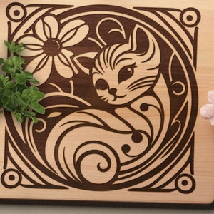 Kätzchen SVG, Kätzchen Vektordesign für Schneidemaschinen, Katze PDF, Katze SVG, Katze Lasergravur Schnittdateien, Glowforge