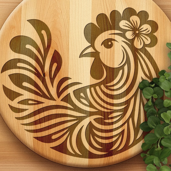 Chicken SVG, Hen Vector Design for Cutting Machines, Easter PDF, Hen SVG, Chicken Laser Engraving Cut Files, Glowforge