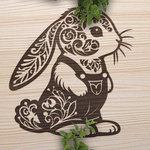 Bunny Boy SVG, SVG de Pâques, conception de vecteur de lapin pour machines de découpe, fichier lapin, Pâques PDF, fichiers de coupe gravure laser lapin, Glowforge