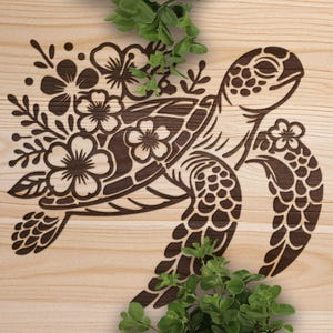 Tortue de mer SVG, conception de vecteur de vie marine pour machines de découpe, marin, illustration de tortue, fichiers de coupe de gravure au laser, gravure d'animaux de l'océan