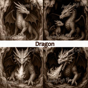Dragon 3D Illusion, Dragons 3D Illusion Laser File Bundle, Dragon Baby 3D Illusion Engraving, Grayscale File Set, Laser PNG Digital File